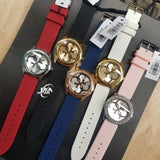 Guess G-Twist Silver Dial Red Rubber Strap Watch for Women - W0911L9 Buy Now By Guess