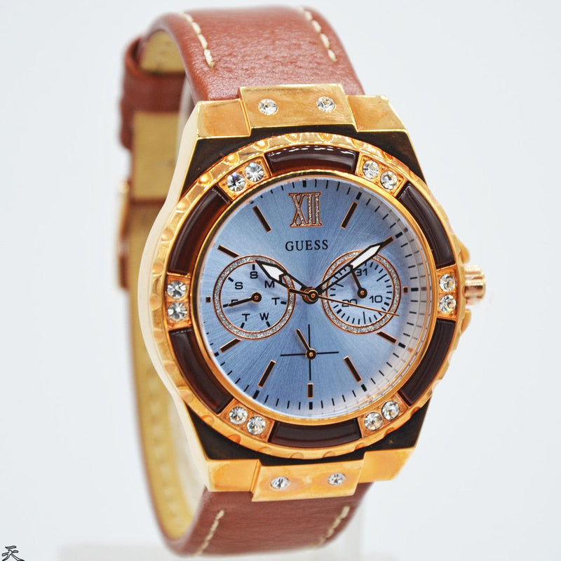 Guess Limelight Quartz White Dial Brown Leather Strap Watch For Women - W0775L7 Buy Now By Guess