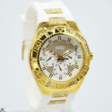 Guess Luna Diamonds White Dial White Rubber Strap Watch for Women - W0653L3 Buy Now By Guess
