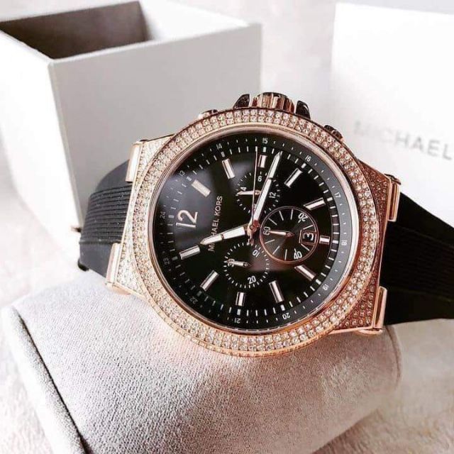 Michael Kors Dylan Chronograph Black Dial Black Rubber Strap Watch For Women - MK8557 Buy Now By Michael Kors