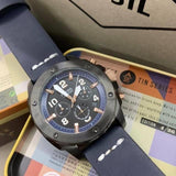 Fossil Modern Machine Chronograph Black Dial Blue Leather Strap Watch for Men - FS5066 Buy Now By Fossil
