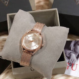 Shop Guess Whisper Silver Dial Rose Gold Mesh Bracelet Watch for Women - W1084L3 in USA
