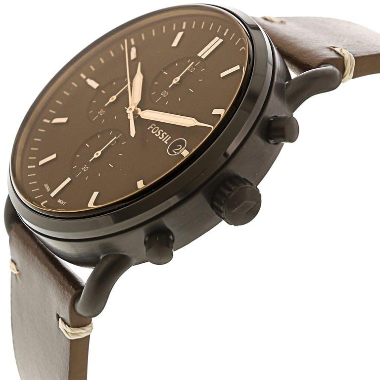 Fossil Commuter Chronograph Black Dial Brown Leather Strap Watch for Men - FS5403 Buy Now By Fossil