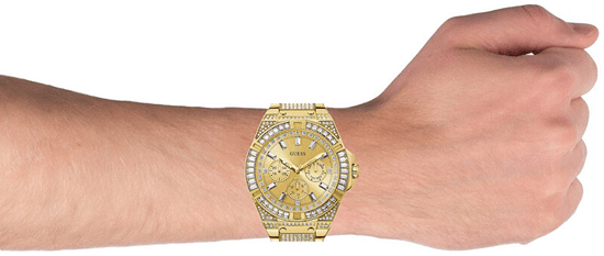 Guess Zeus Diamonds Gold Dial Gold Steel Strap Watch for Men - GW0209G2 Buy Now By Guess