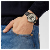 Versace V-Circle Silver Dial Black Leather Strap Watch for Men - VEBQ01219 Buy Now By Versace
