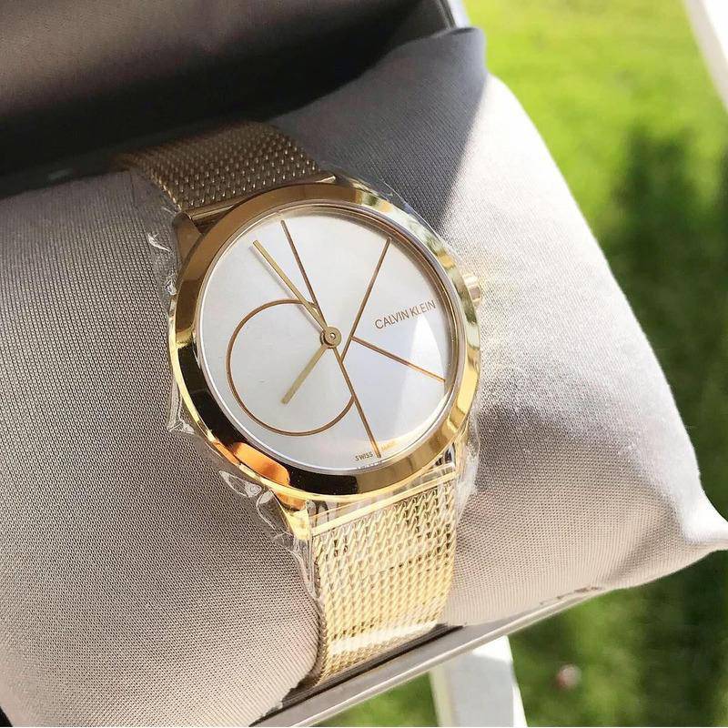 Calvin Klein Minimal Silver Dial Gold Mesh Bracelet Watch for Women - K3M22526 Buy Now By Calvin Klein
