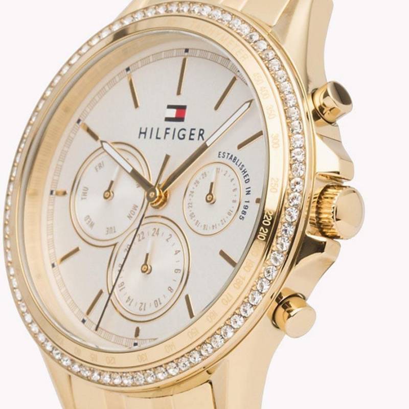 Tommy Hilfiger Ari Diamonds White Dial Cream Leather Strap Watch for Women - 1781982
