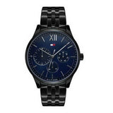 Shop Tommy Hilfiger Damon Quartz Chronograph Blue Dial Black Steel Strap Watch for Men - 1791454 in USA