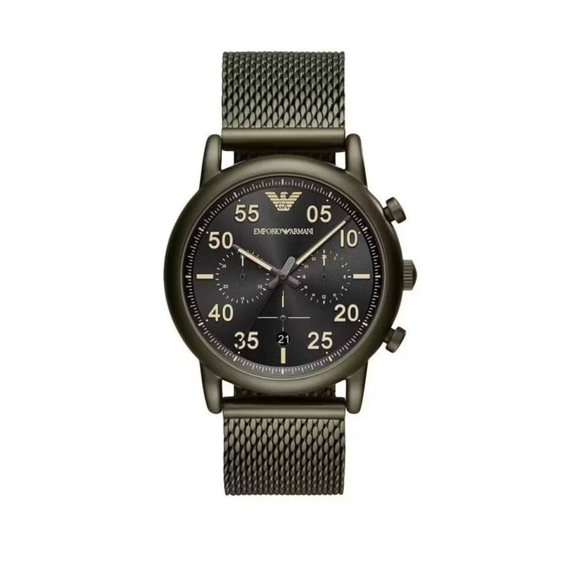 Emporio Armani Luigi Quartz Chronograph Black Dial Green Mesh Bracelet Watch For Men - AR11115 Buy Now By Emporio Armani