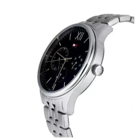 Shop Tommy Hilfiger Damon Chronograph Blue Dial Silver Steel Strap Watch for Men - 1791416 in USA