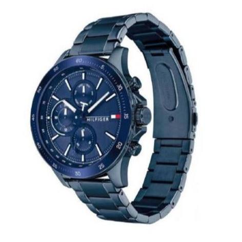 Shop Tommy Hilfiger Bank Quartz Blue Dial Blue Steel Strap Watch for Men - 1791720 in USA