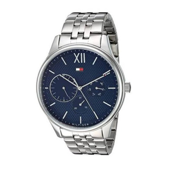 Shop Tommy Hilfiger Damon Chronograph Blue Dial Silver Steel Strap Watch for Men - 1791416 in USA