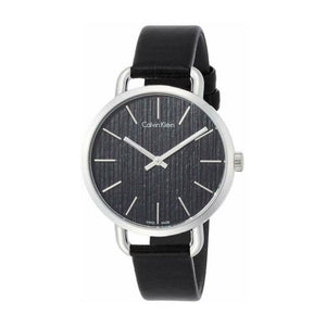 Calvin Klein Even Black Dial Black Leather Strap Watch for Women - K7B231C1
