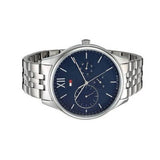 Shop Tommy Hilfiger Damon Chronograph Blue Dial Silver Steel Strap Watch for Men - 1791416 in USA