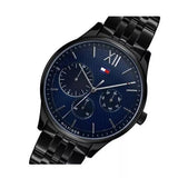 Shop Tommy Hilfiger Damon Quartz Chronograph Blue Dial Black Steel Strap Watch for Men - 1791454 in USA