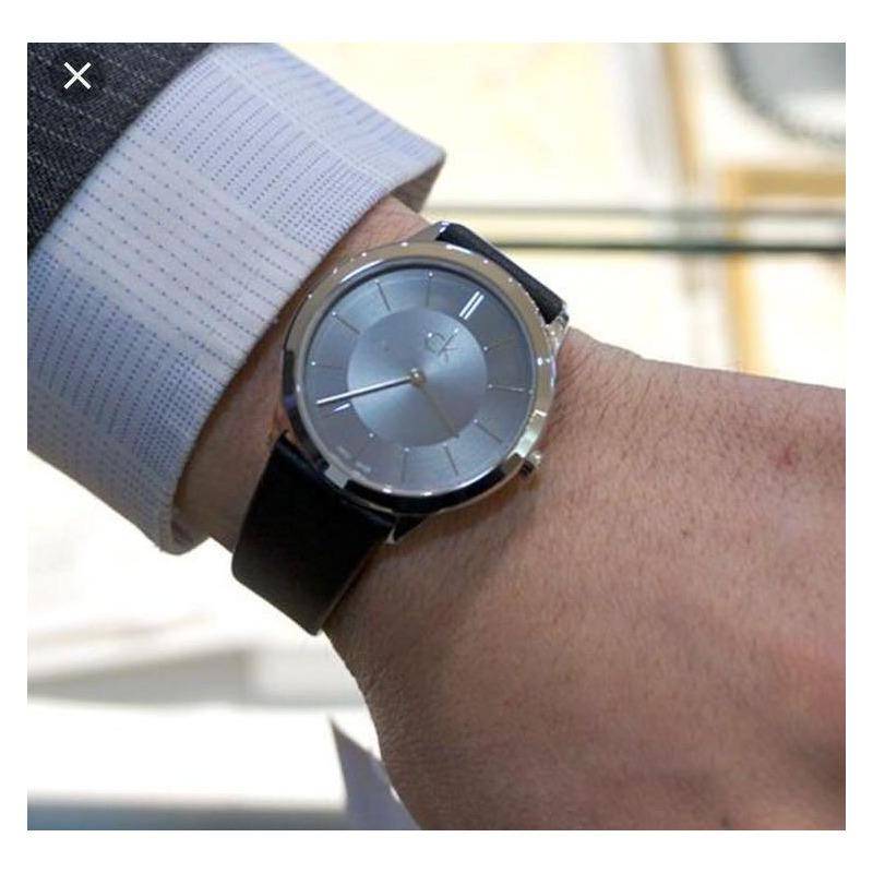 Calvin Klein Minimal Black Dial Black Leather Strap Watch for Men - K3M211C4 Buy Now By Calvin Klein
