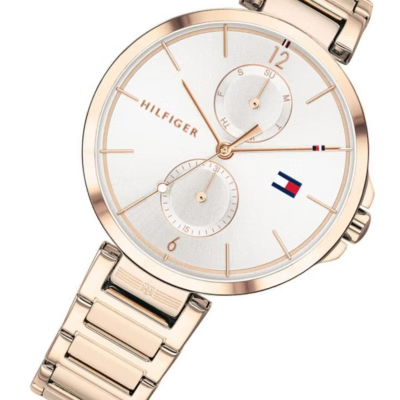 Shop Tommy Hilfiger Angela Quartz White Dial Rose Gold Steel Strap Watch for Women - 1782124 in USA