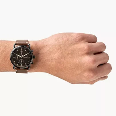Fossil Commuter Chronograph Black Dial Brown Leather Strap Watch for Men - FS5403 Buy Now By Fossil