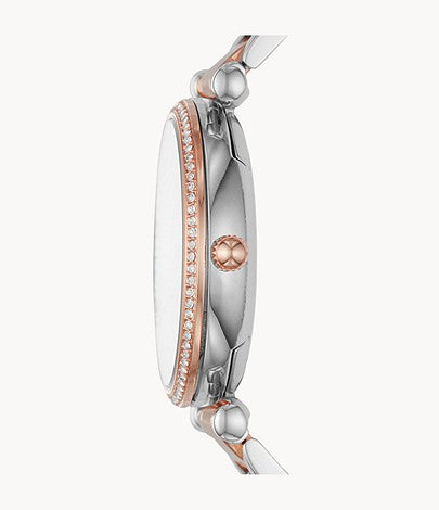 Fossil Carlie Silver Dial Two Tone Steel Strap Watch for Women - ES4342 Buy Now By Fossil