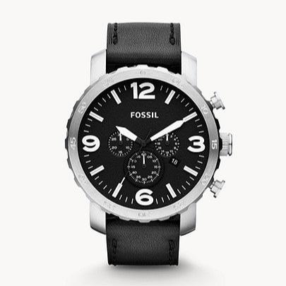 Fossil Nate Chronograph Black Dial Black Leather Strap Watch for Men - JR1436 Buy Now By Fossil
