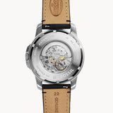 Fossil Grant Automatic Skeleton White Dial Black Leather Strap Watch for Men - ME3101 Buy Now By Fossil
