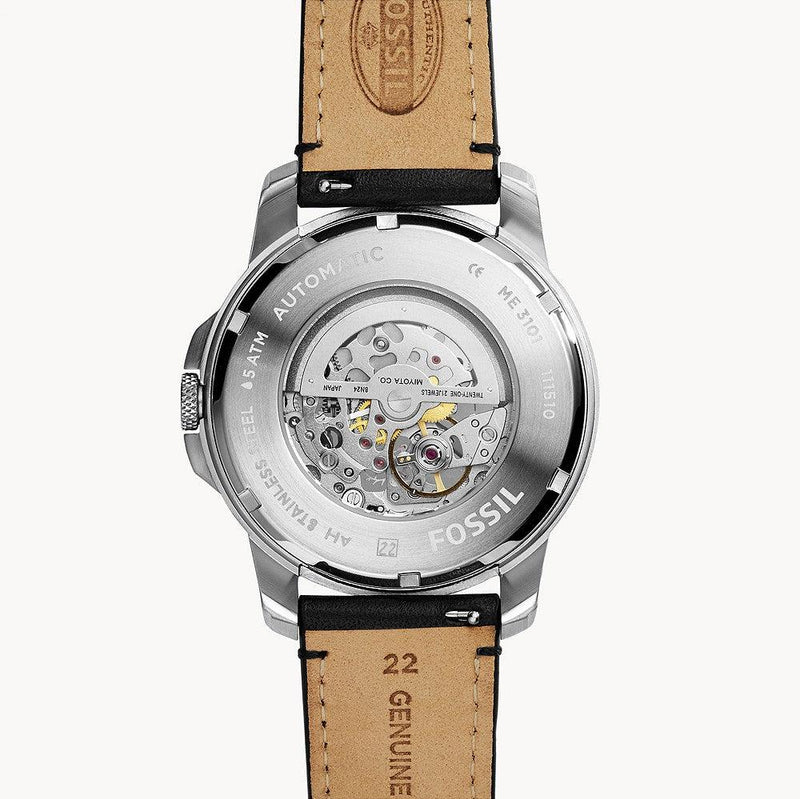 Fossil Grant Automatic Skeleton White Dial Black Leather Strap Watch for Men - ME3101 Buy Now By Fossil