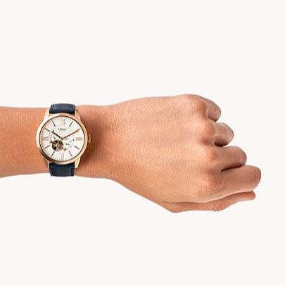 Fossil Townsman Automatic White Dial Navy Blue Leather Strap Watch for Men - ME3171 Buy Now By Fossil