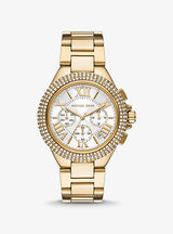 Shop Michael Kors Camille Silver Diamonds Dial Gold Steel Strap Watch for Women - MK5756 in USA
