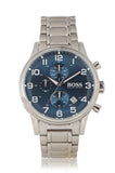 Hugo Boss Aeroliner Chronograph Blue Dial Silver Steel Strap Watch for Men - 1513183