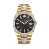 Shop Bulova Crystal Black Dial Two Tone Steel Strap Watch for Men - 98B235 in USA