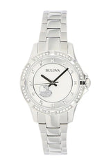 Bulova Crystal Silver Dial Silver Steel Strap Watch for Women - 96L226 Buy Now By Bulova