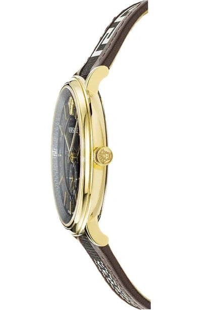 Versace V-Circle Quartz Black Dial Brown Leather Strap Watch for Men - VEBQ01619 Buy Now By Versace