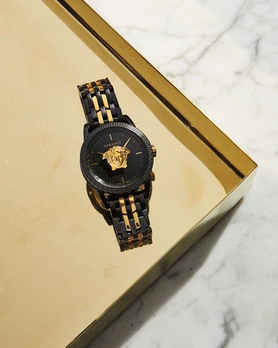 Versace Palazzo Empire Black Dial Two Tone Steel Strap Watch for Men - VERD01119 Buy Now By Versace