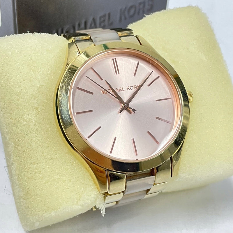Michael Kors Slim Runway Rose Gold Dial Two Tone Steel Strap Watch for Women - MK4294 Buy Now By Michael Kors