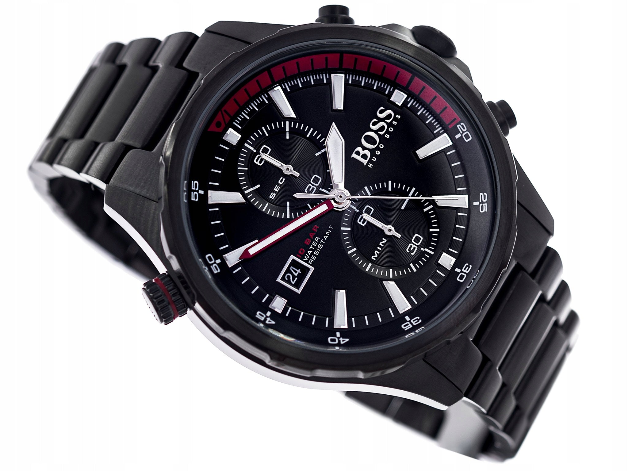 Hugo Boss Globetrotter Black Dial Black Steel Strap Watch for Men - 1513825