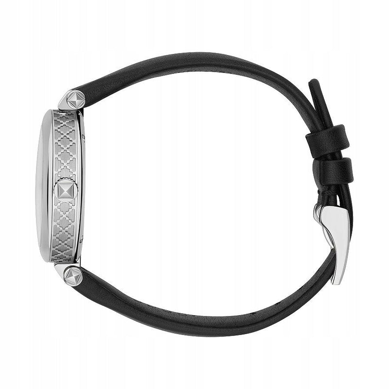 Shop Gucci Diamantissima Diamonds Black Dial Black Leather Strap Watch For Women - YA141403 in USA