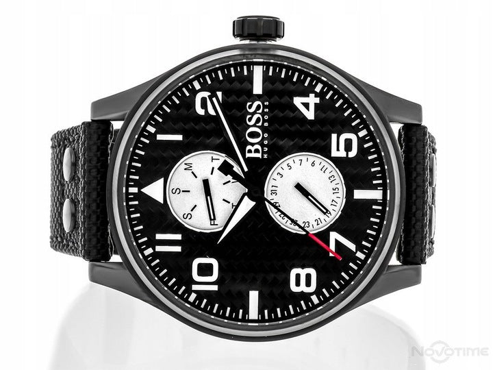 Hugo Boss Aeroliner Maxx Quartz Black Dial Black Nylon Strap Watch For Men - HB1513086 Buy Now By Hugo Boss