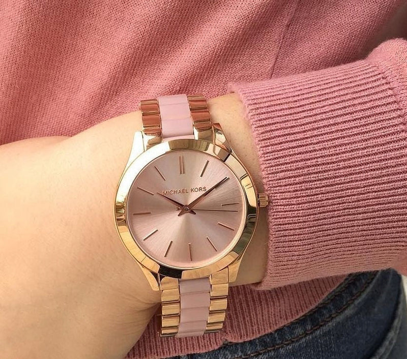 Michael Kors Slim Runway Rose Gold Dial Two Tone Steel Strap Watch for Women - MK4294 Buy Now By Michael Kors