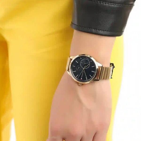 Shop Tommy Hilfiger Brooke Black Dial Gold Steel Strap Watch for Women - 1782019 in USA