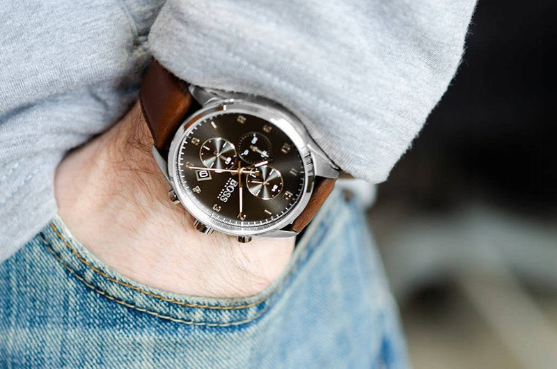 Hugo Boss Skymaster Grey Dial Brown Leather Strap Watch for Men - 1513787 Buy Now By Hugo Boss