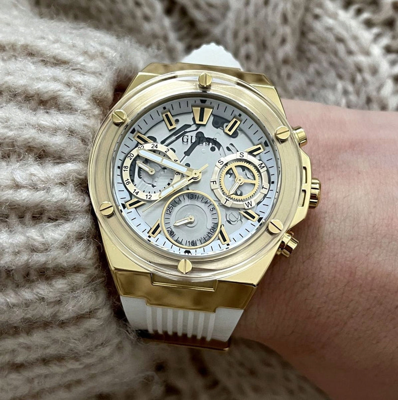 Guess Athena White Dial White Rubber Strap Watch for Women - GW0409L2 Buy Now By Guess