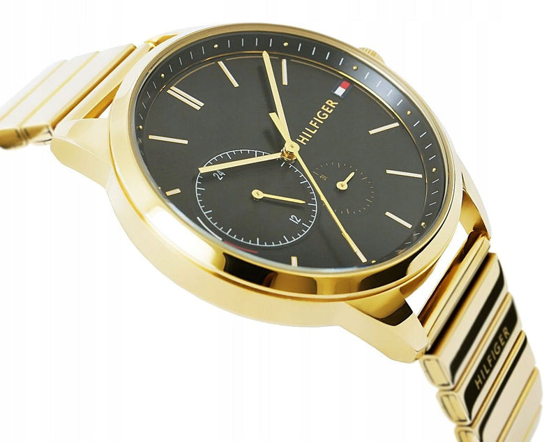 Shop Tommy Hilfiger Brooke Black Dial Gold Steel Strap Watch for Women - 1782019 in USA