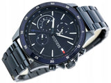 Shop Tommy Hilfiger Bank Quartz Blue Dial Blue Steel Strap Watch for Men - 1791720 in USA