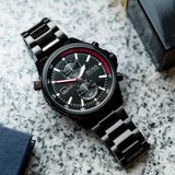 Hugo Boss Globetrotter Chronograph Black Dial Black Steel Strap Watch for Men - 1513825