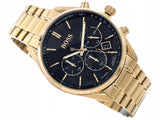 Hugo Boss Champion Chronograph Black Dial Gold Steel Strap Watch for Men - 1513848
