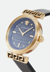Versace Greca Meander Black Dial Black Leather Strap Watch for Women - VELW00420 Buy Now By Versace