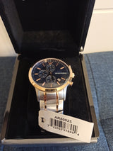Emporio Armani Renato Chronograph Blue Dial Two Tone Steel Strap Watch For Men - AR80025 Buy Now By Emporio Armani