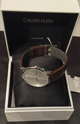 Calvin Klein Minimal Silver Dial Brown Leather Strap Watch for Men - K3M211G6 Buy Now By Calvin Klein