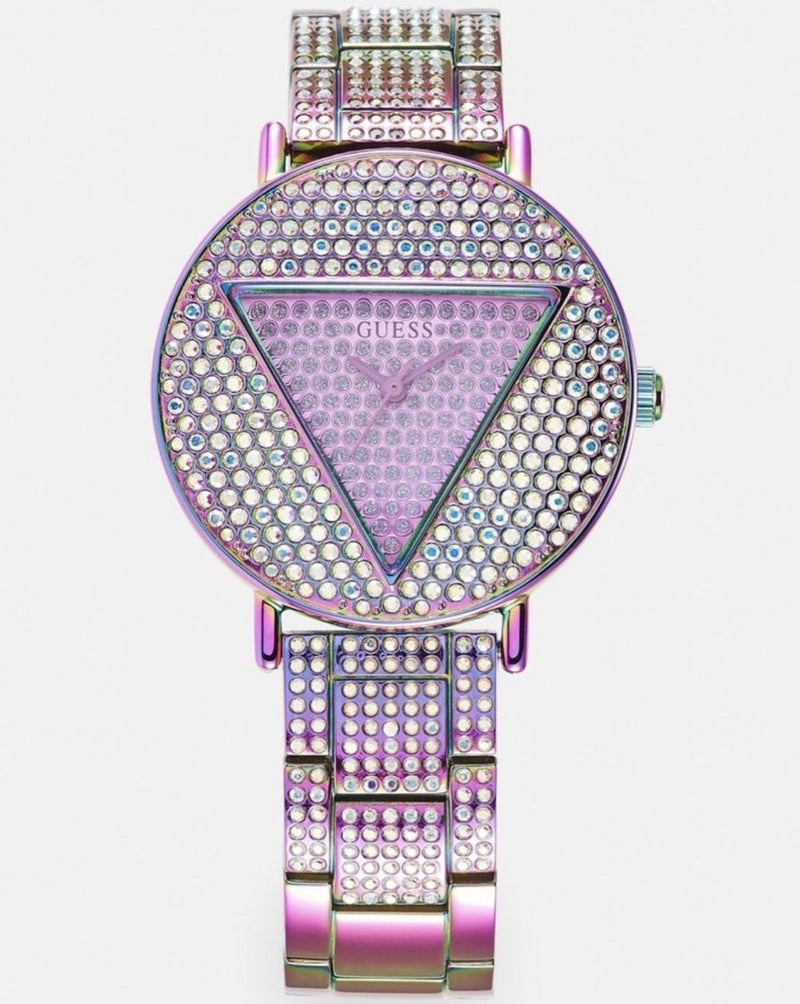 Shop Guess Trend Diamonds Purple Dial Purple Steel Strap Watch for Women - GW0512L4 in USA