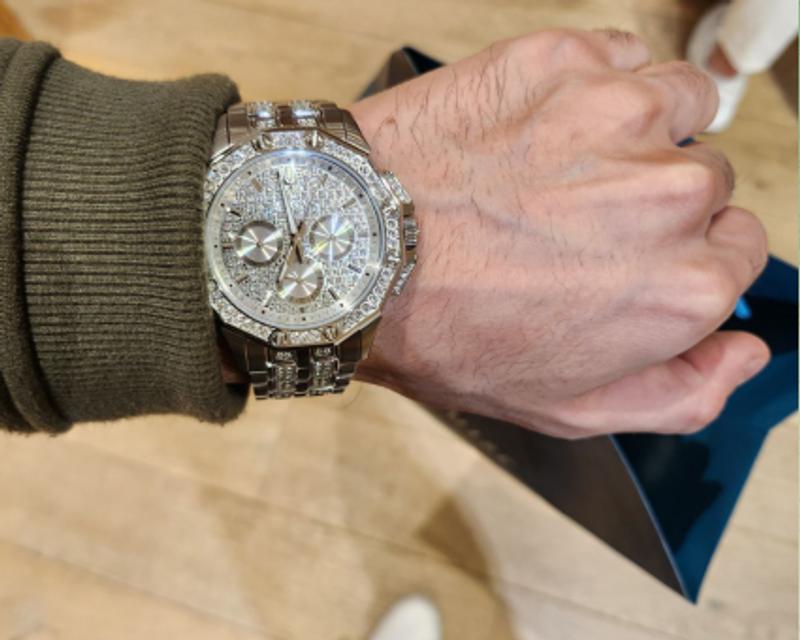 Bulova Crystal Collection Pave Silver Dial with Crystals Silver Steel Strap Watch for Men - 96C134 Buy Now By Bulova